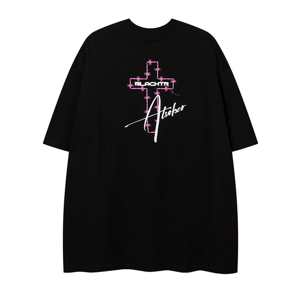 ATSOBER Pink Flame Graphic Tee | Y2K Oversized Streetwear