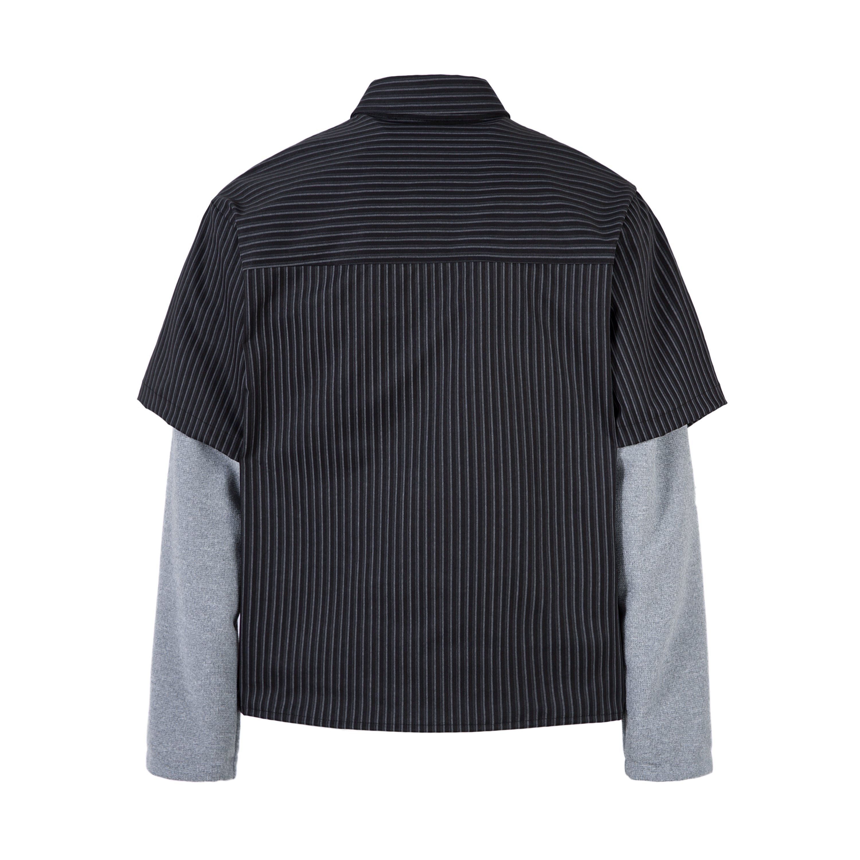 Layered Pinstripe Shirt with Built-In Long Sleeves | Streetwear