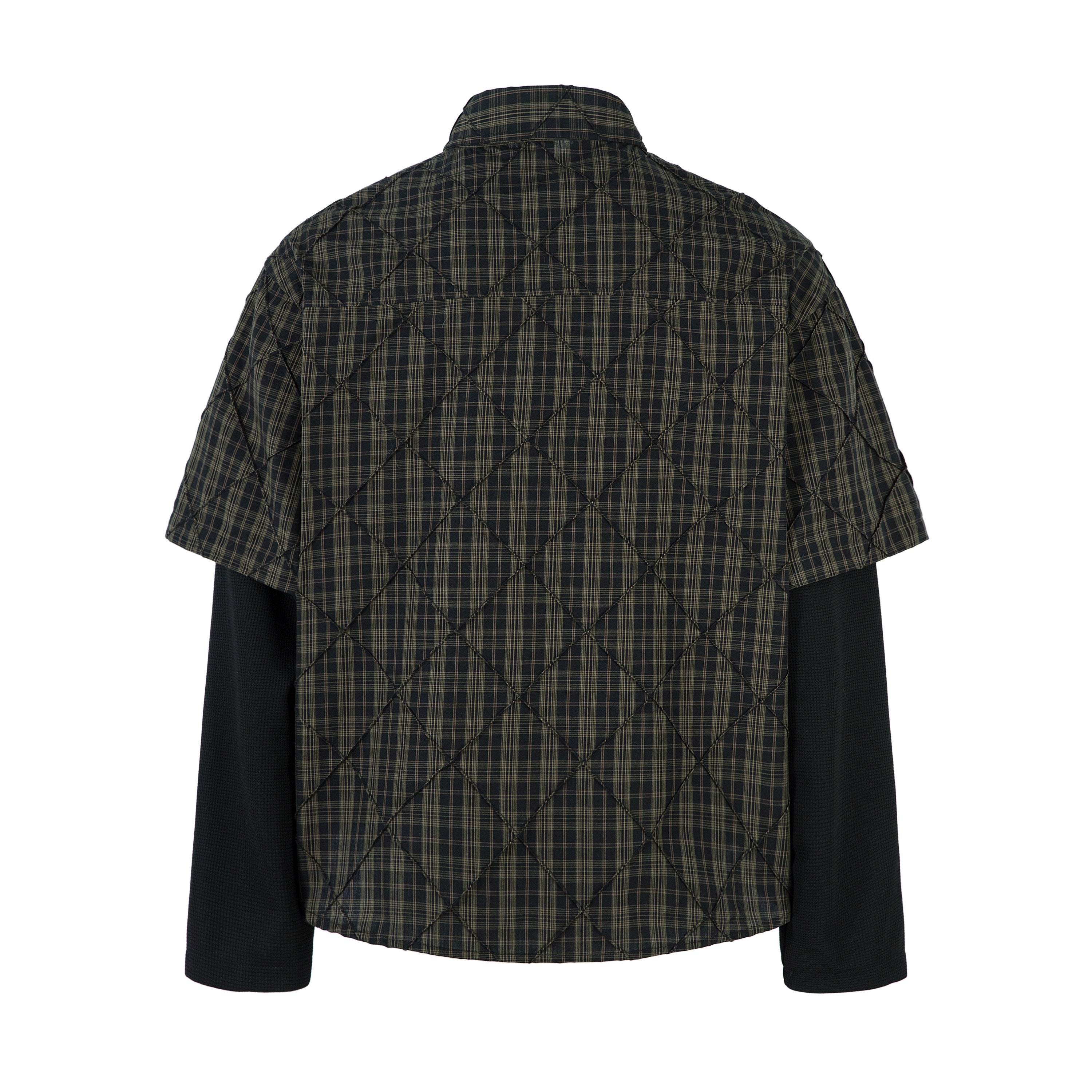 Quilted Plaid Layered Shirt | Streetwear Button-Up