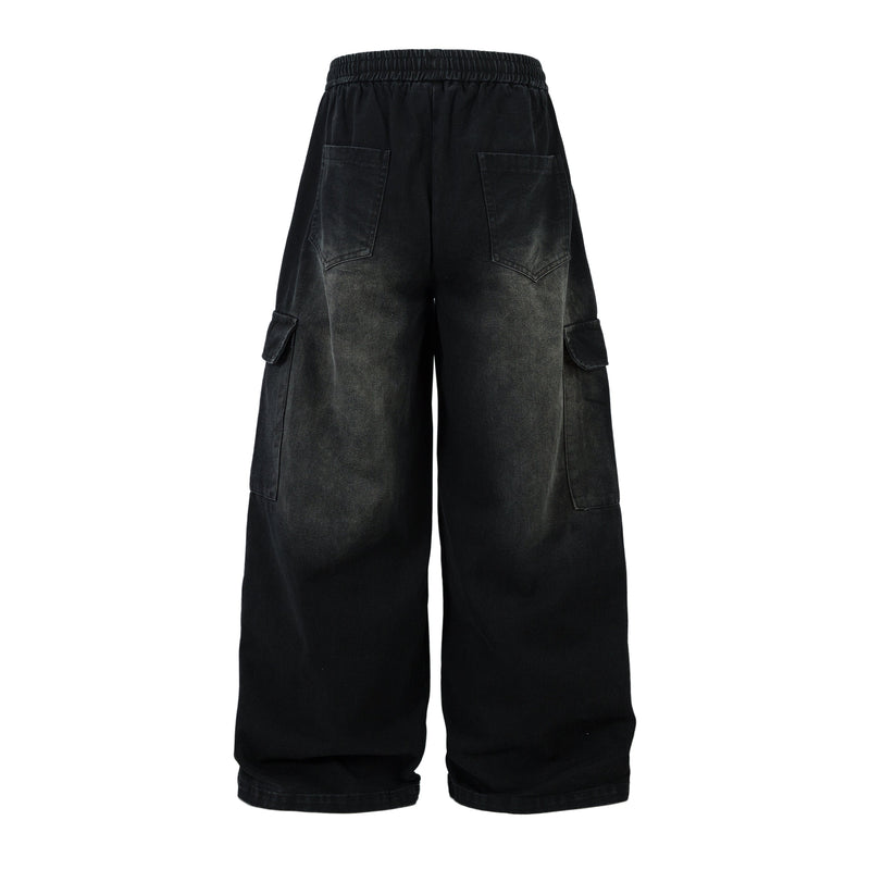 Washed Cargo Wide-Leg Drawstring Pants | Streetwear