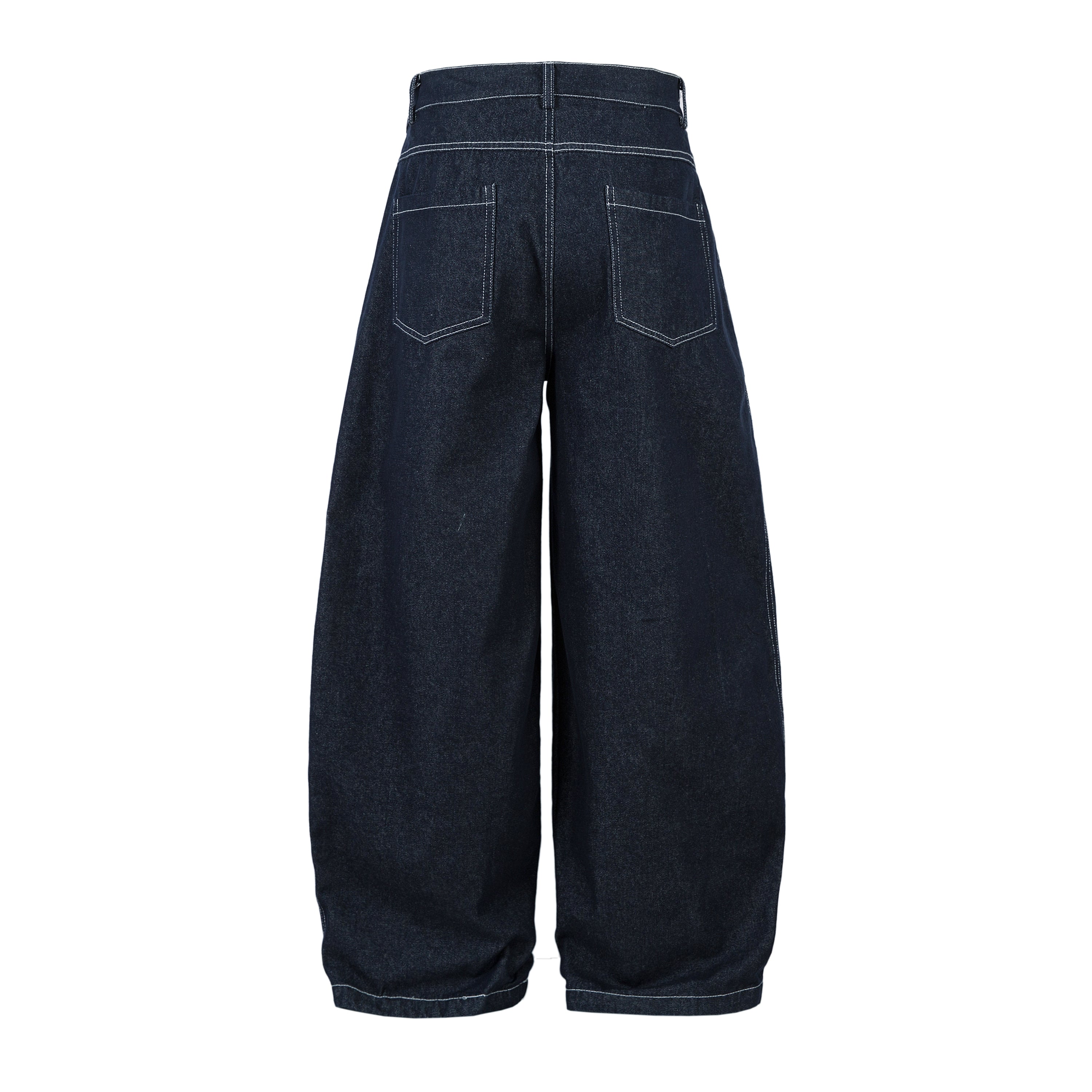 Sculpted Pleated Balloon-Leg Denim Jeans | Deep Indigo