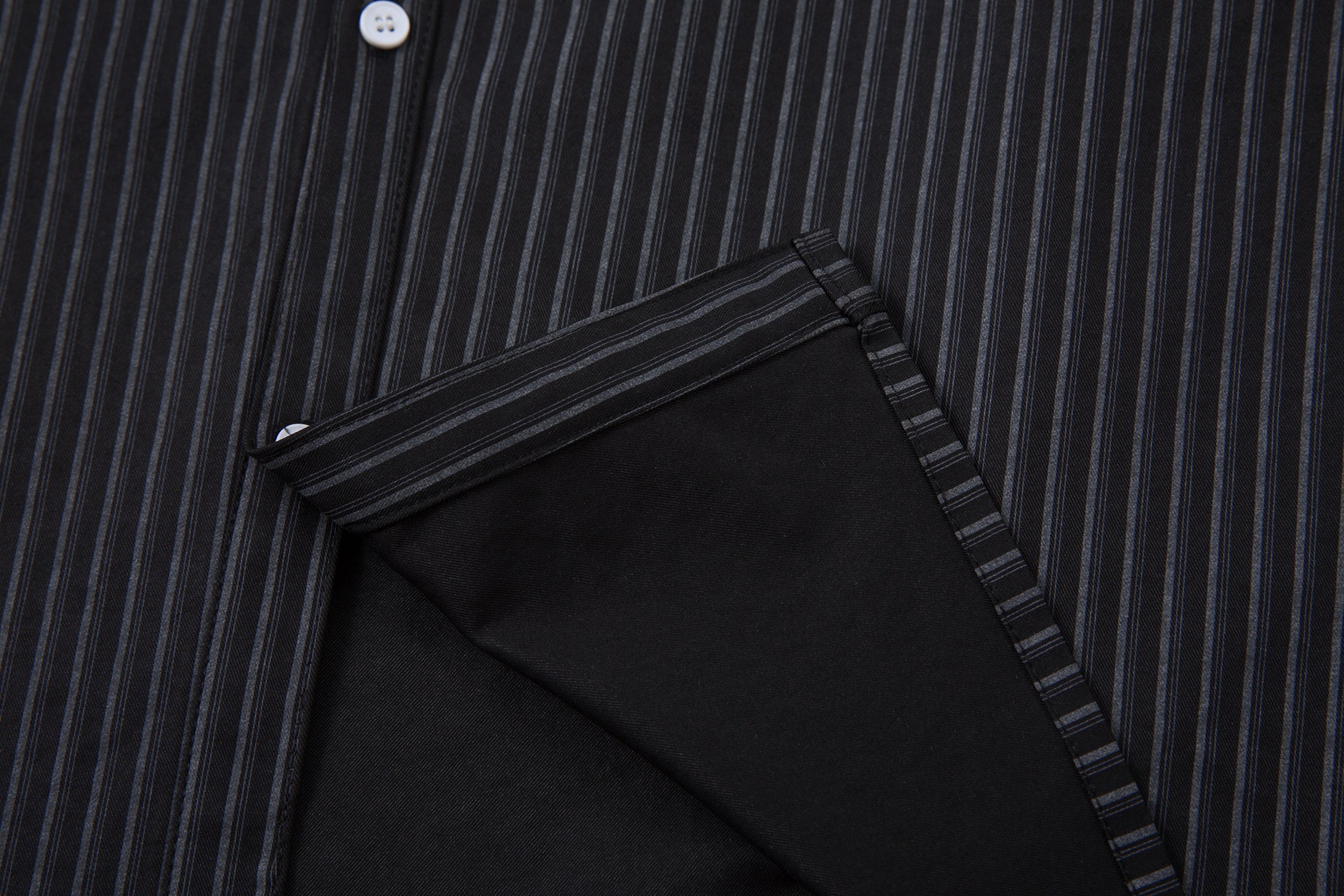 Layered Pinstripe Shirt with Built-In Long Sleeves | Streetwear