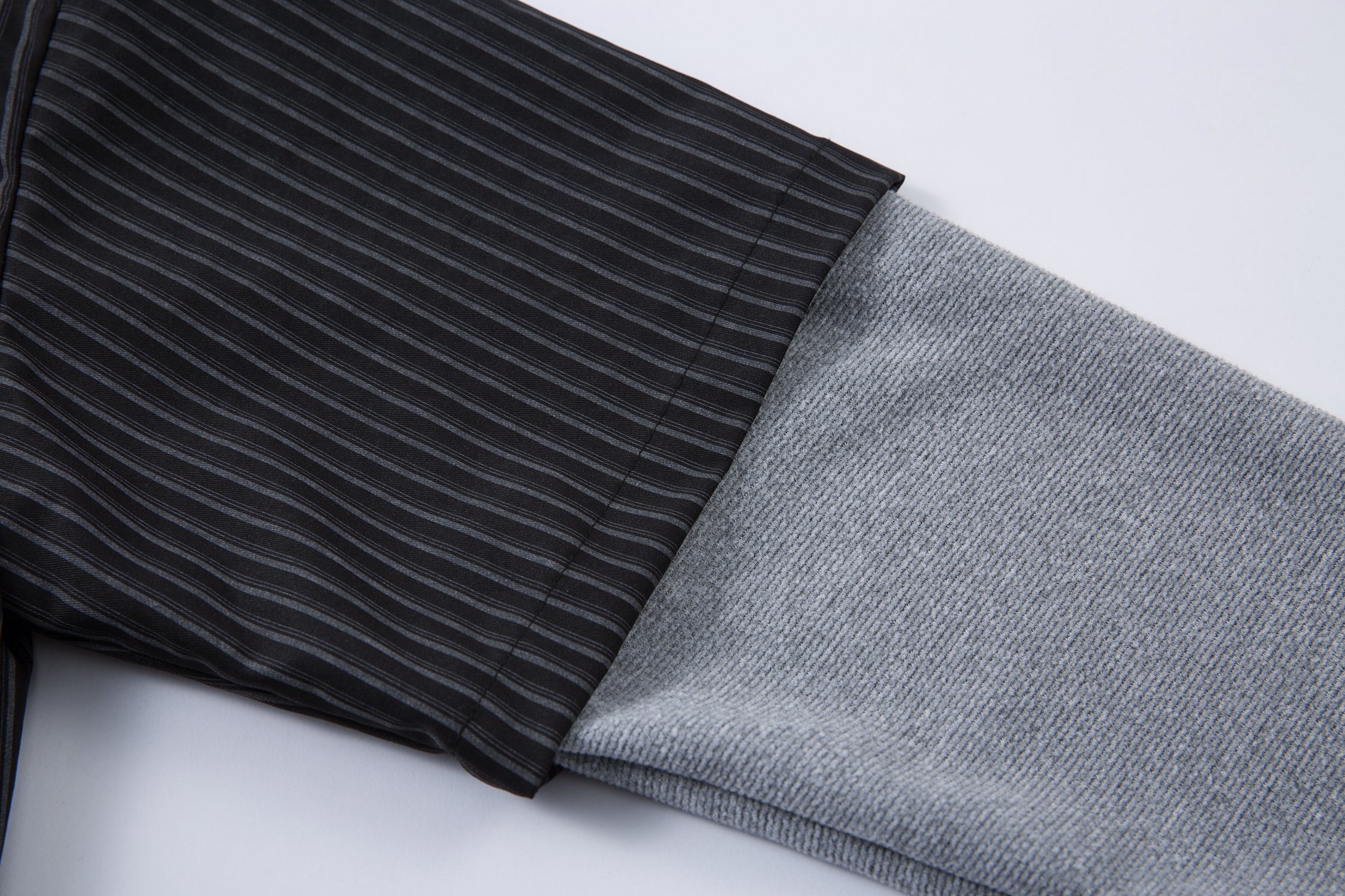 Layered Pinstripe Shirt with Built-In Long Sleeves | Streetwear