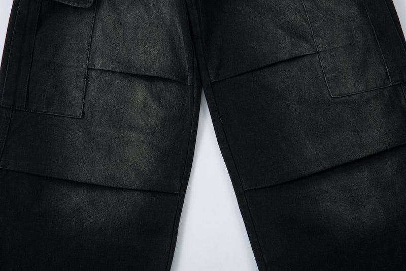 Washed Cargo Wide-Leg Drawstring Pants | Streetwear