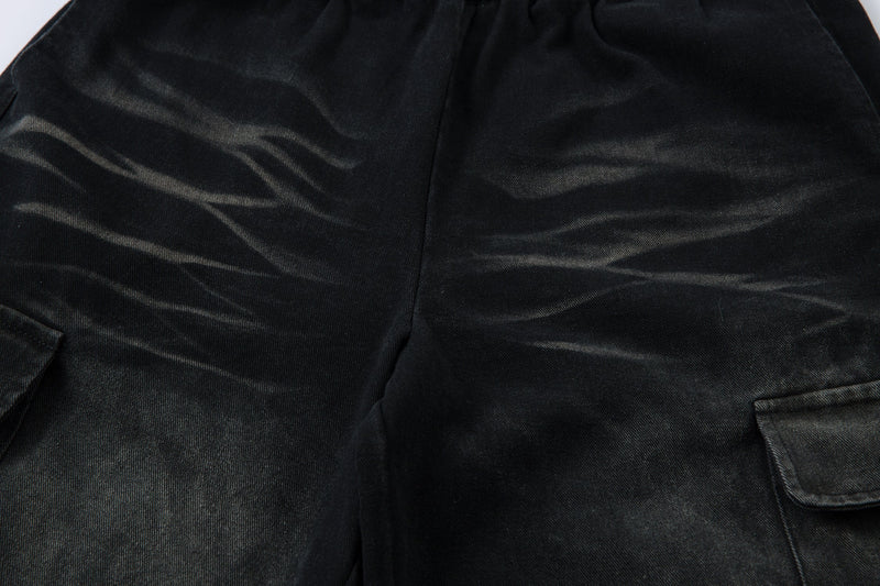 Washed Cargo Wide-Leg Drawstring Pants | Streetwear