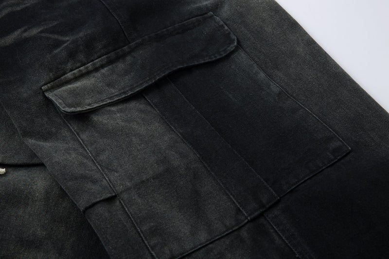 Washed Cargo Wide-Leg Drawstring Pants | Streetwear