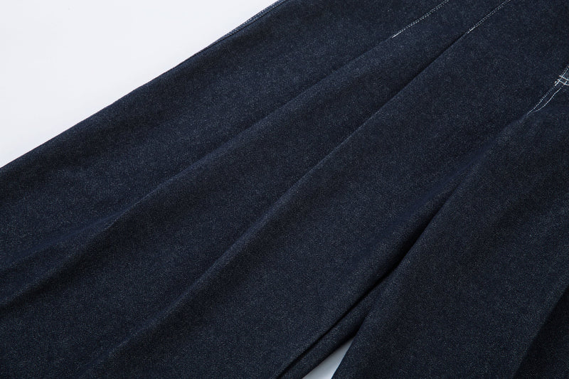 Sculpted Pleated Balloon-Leg Denim Jeans | Deep Indigo