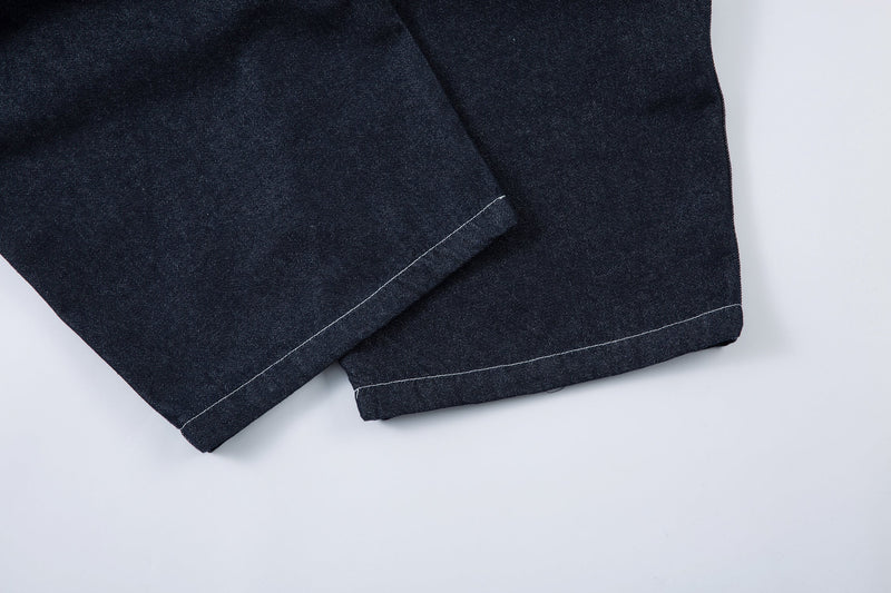 Sculpted Pleated Balloon-Leg Denim Jeans | Deep Indigo