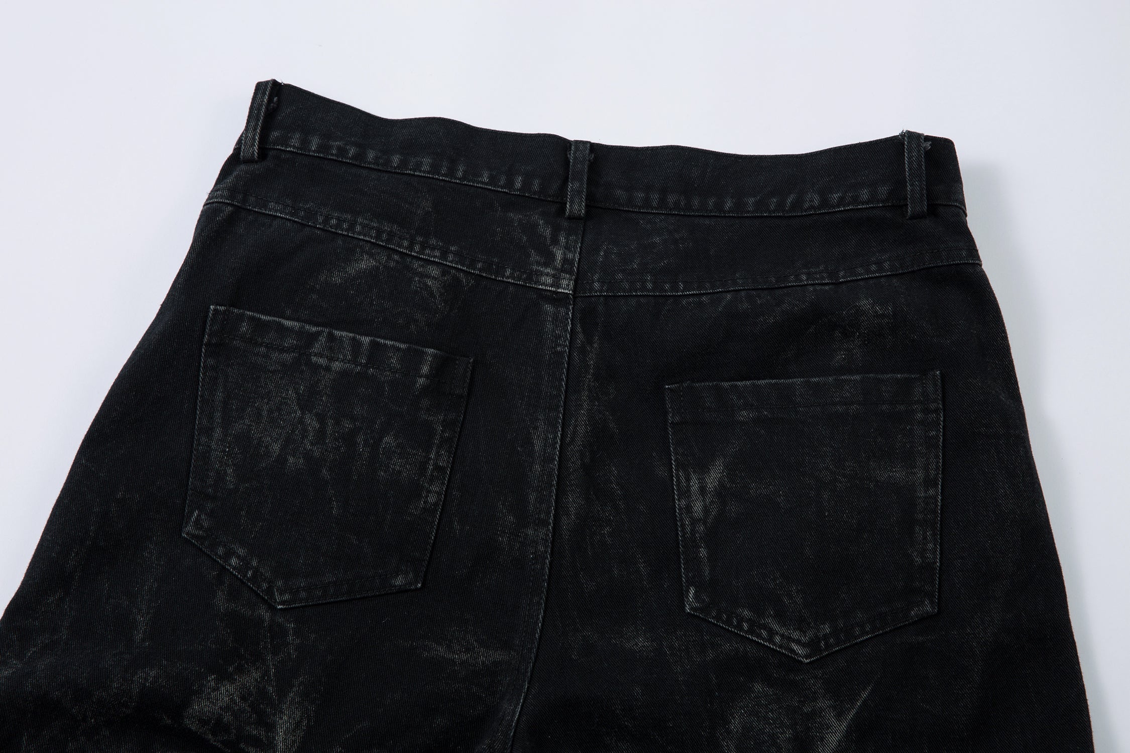 Omirad 3D Pleated Wide-Leg Jeans | Washed Black Denim