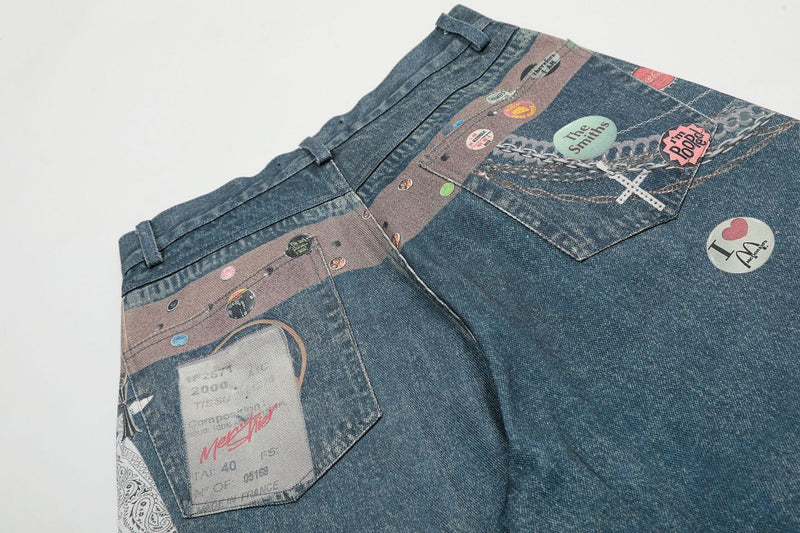 Patchwork Graphic Wide-Leg Jeans | Retro Streetwear Denim