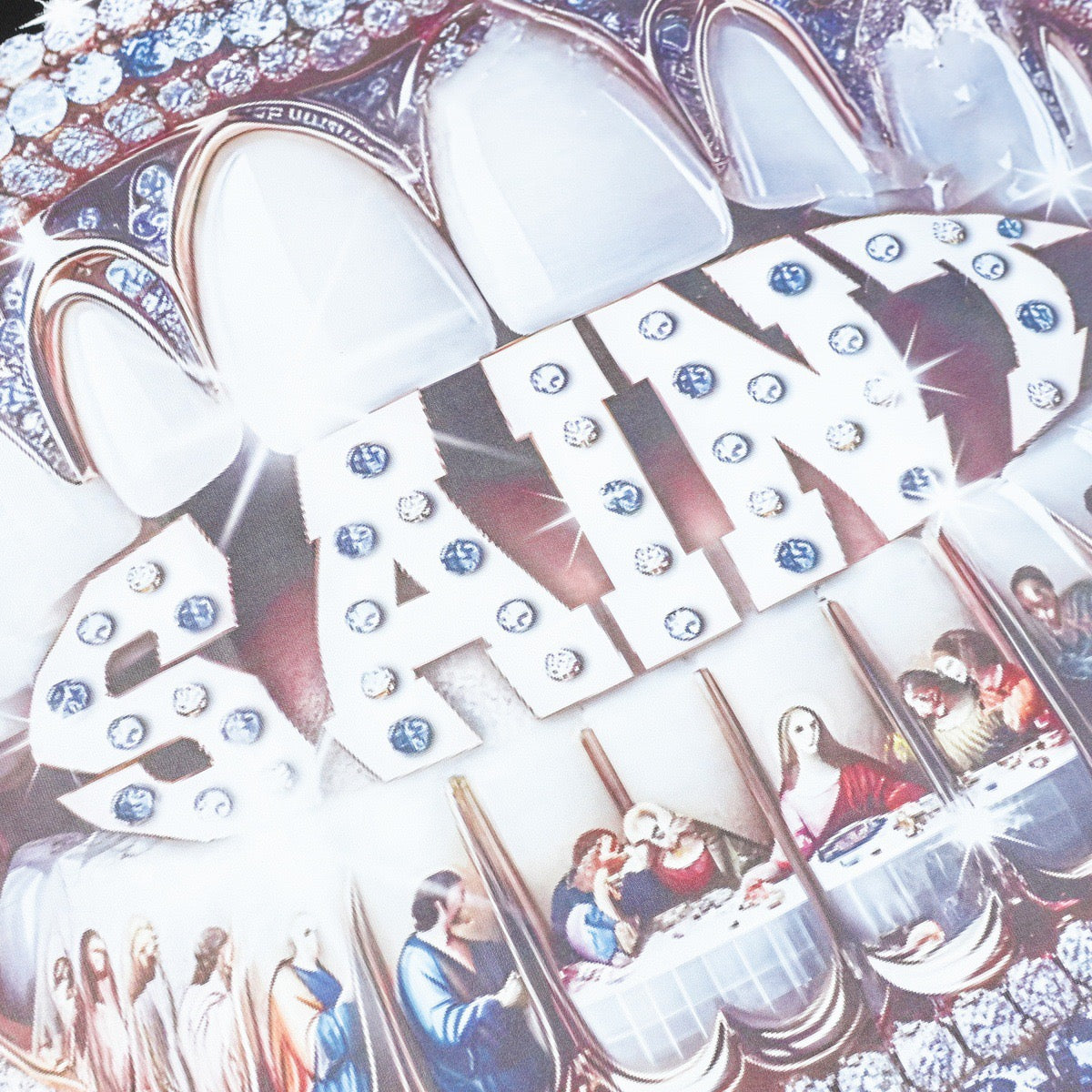 Omirad Saint Rhinestone Mouth Graphic Oversized Tee