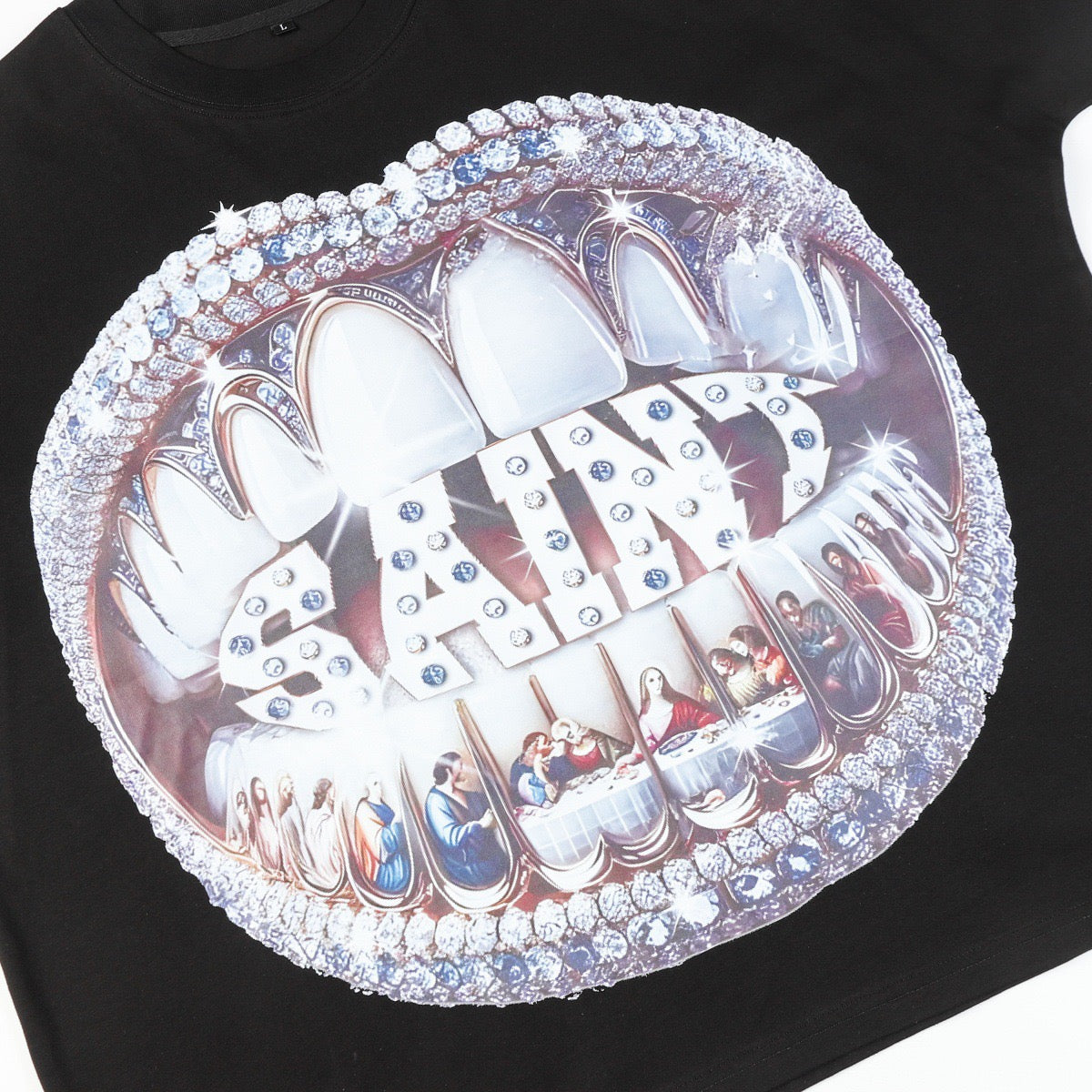 Omirad Saint Rhinestone Mouth Graphic Oversized Tee
