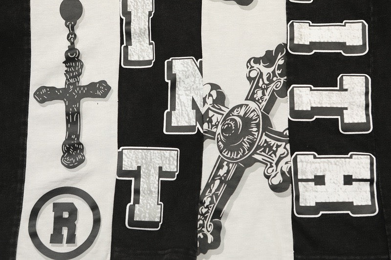 Saint Faith Cross Panel Gothic Graphic Tee | Cropped Boxy Fit