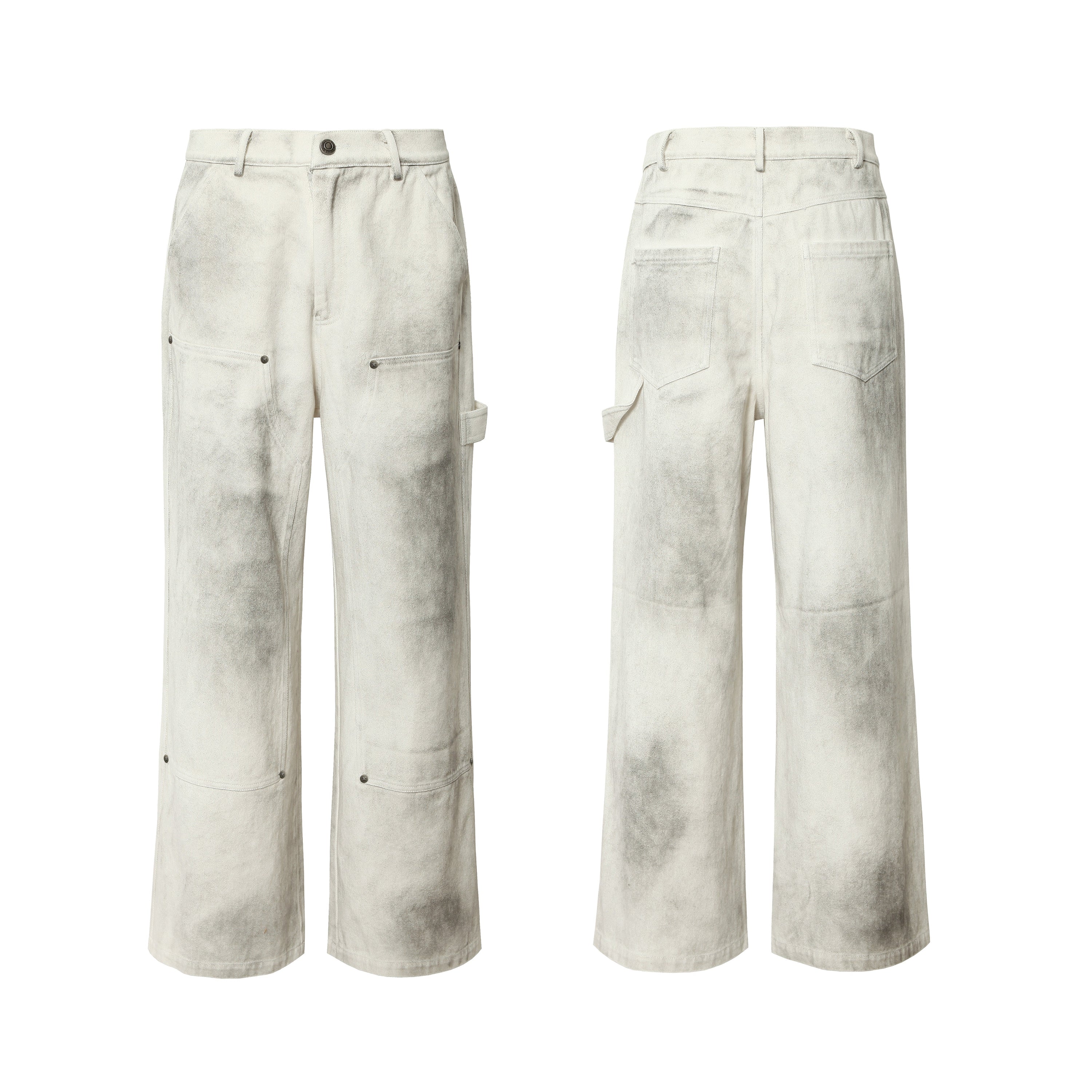 Washed Utility Cargo Jeans | Straight-Leg Cotton Denim