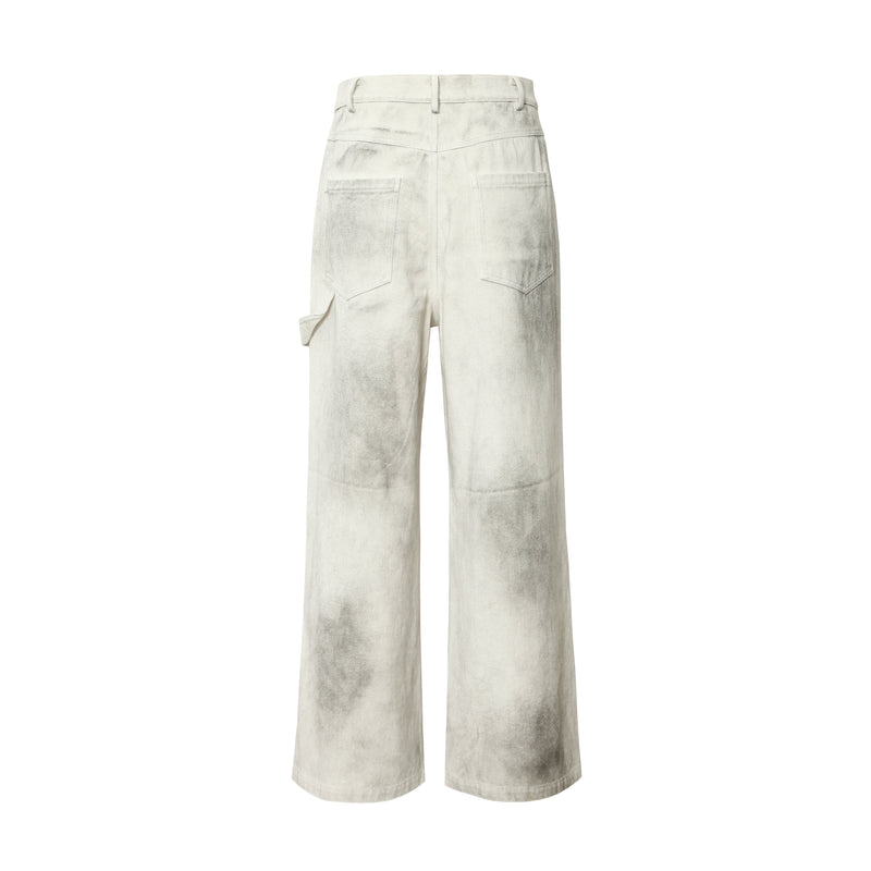 Washed Utility Cargo Jeans | Straight-Leg Cotton Denim