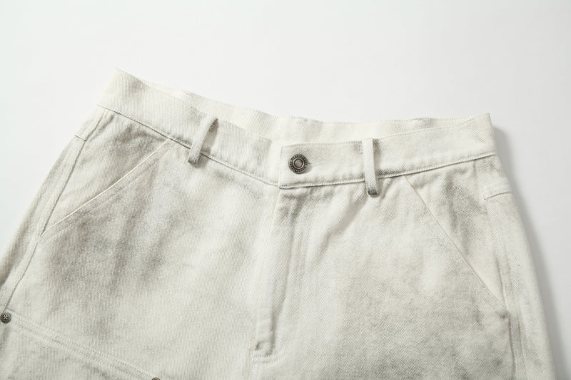 Washed Utility Cargo Jeans | Straight-Leg Cotton Denim