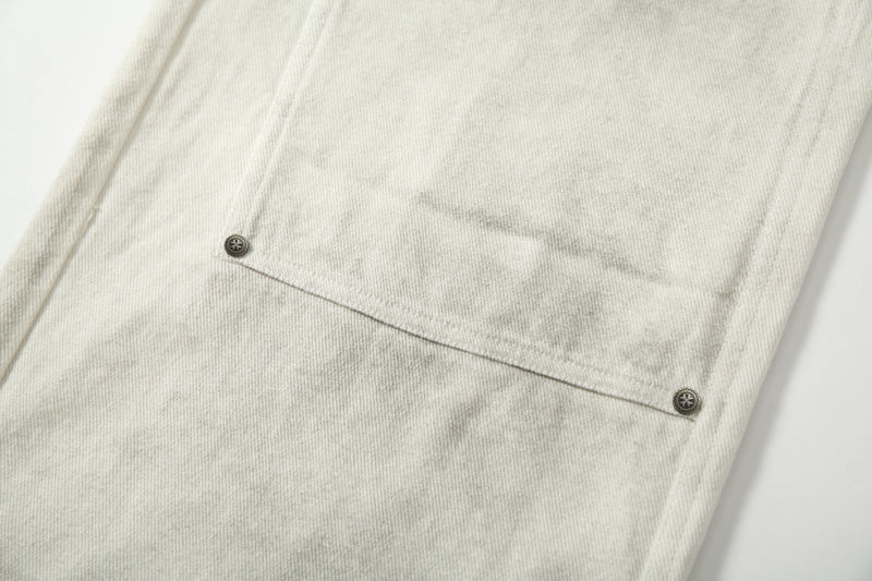 Washed Utility Cargo Jeans | Straight-Leg Cotton Denim