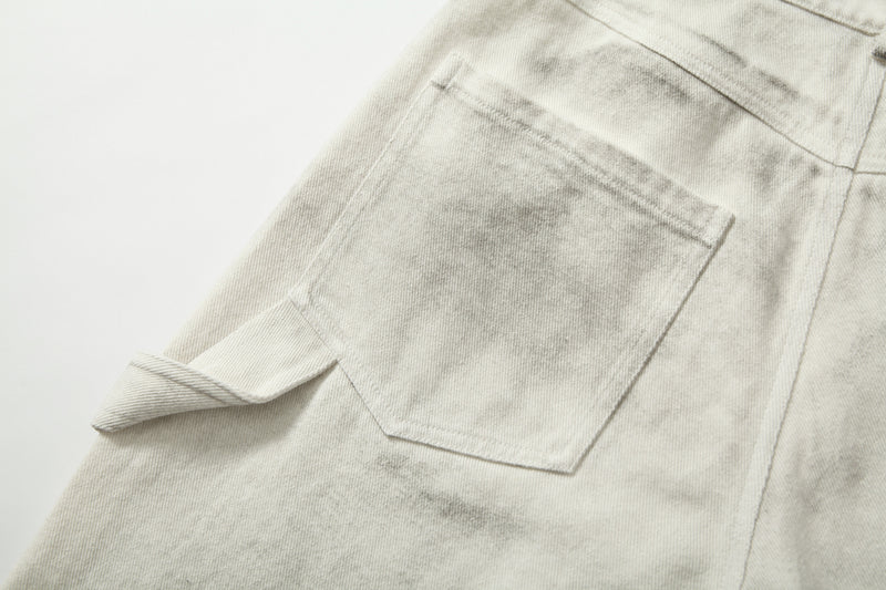 Washed Utility Cargo Jeans | Straight-Leg Cotton Denim