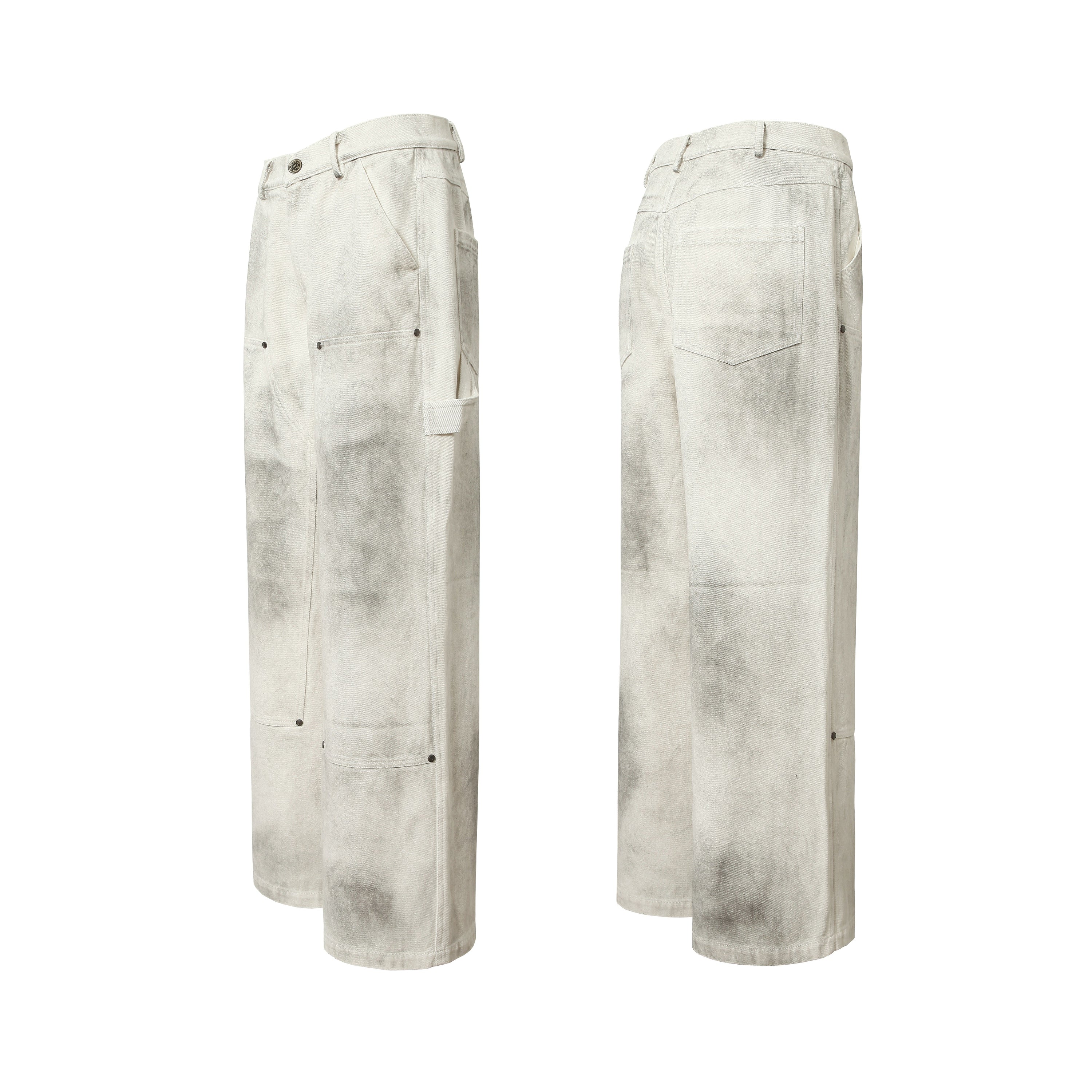Washed Utility Cargo Jeans | Straight-Leg Cotton Denim