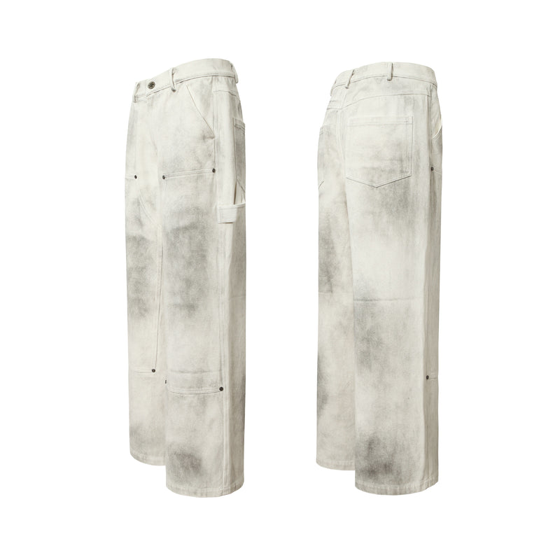 Washed Utility Cargo Jeans | Straight-Leg Cotton Denim