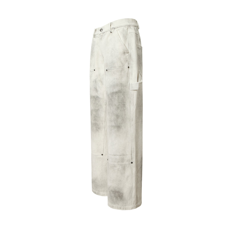 Washed Utility Cargo Jeans | Straight-Leg Cotton Denim