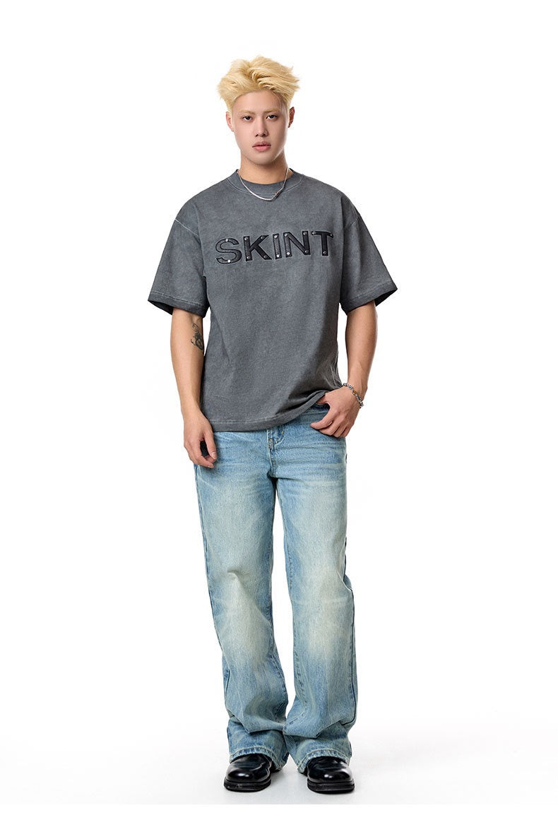Omirad SKINT Vintage Washed Tee | Rivet Detail Heavyweight Cotton