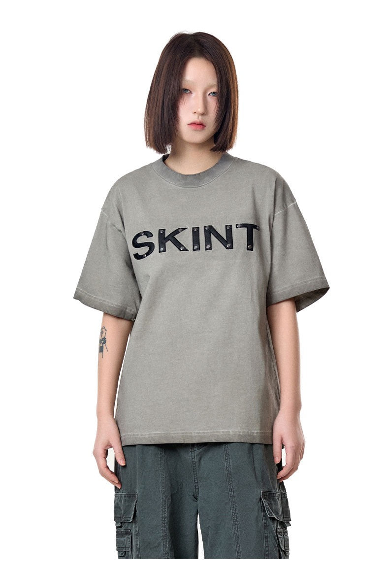 Omirad SKINT Vintage Washed Tee | Rivet Detail Heavyweight Cotton