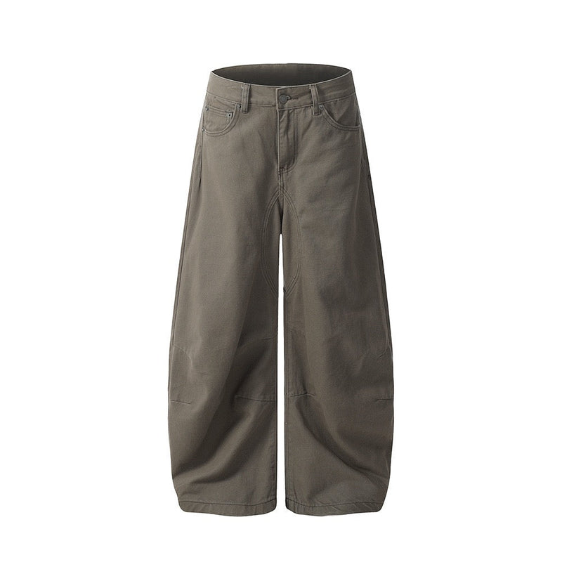 Sculpted Wide-Leg Canvas Pants | Streetwear Barrel Fit