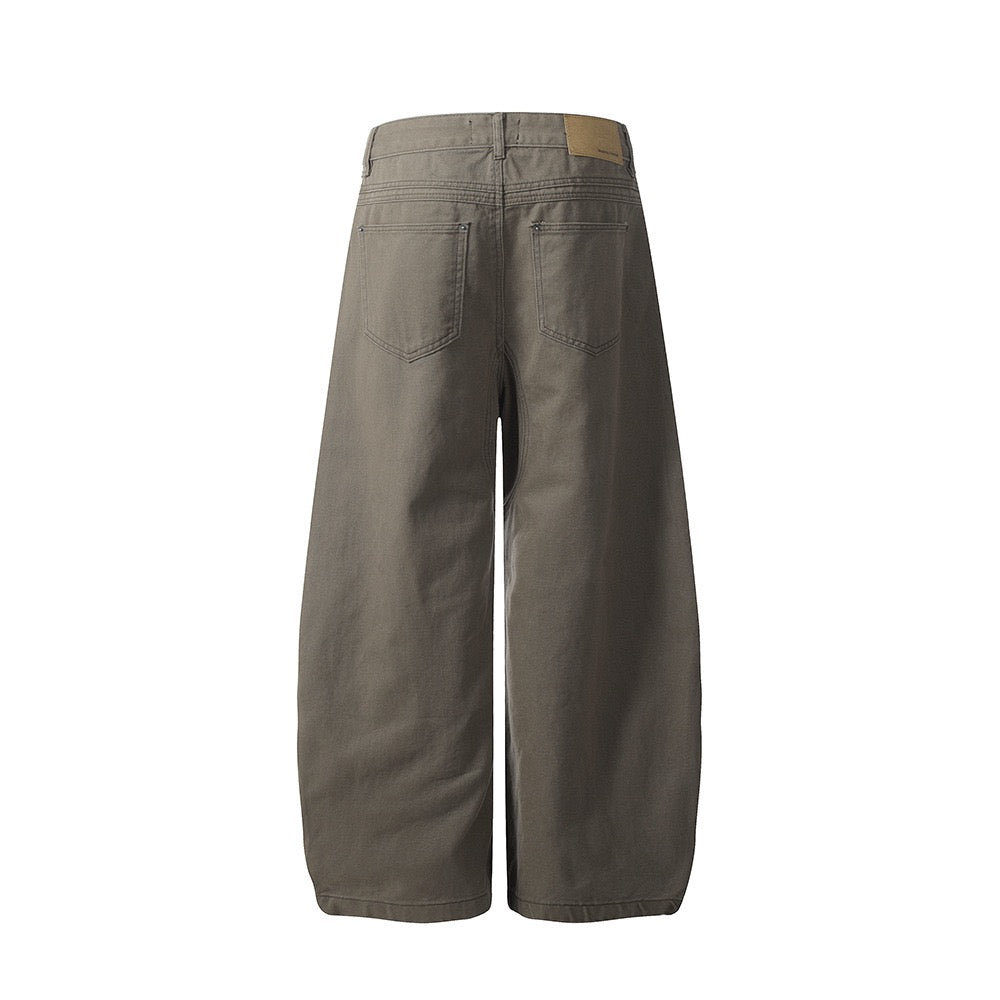 Sculpted Wide-Leg Canvas Pants | Streetwear Barrel Fit