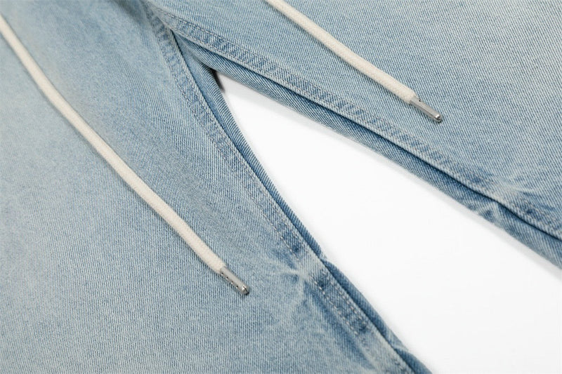 Omirad Rope-Belt Light-Wash Wide-Leg Jeans | SEAKOFF