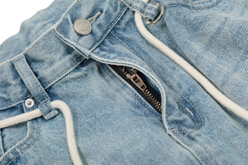 Omirad Rope-Belt Light-Wash Wide-Leg Jeans | SEAKOFF