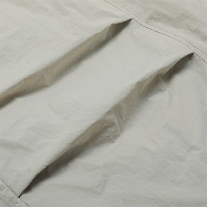 Smart Break Wide-Leg Nylon Track Pants | Cream & Black