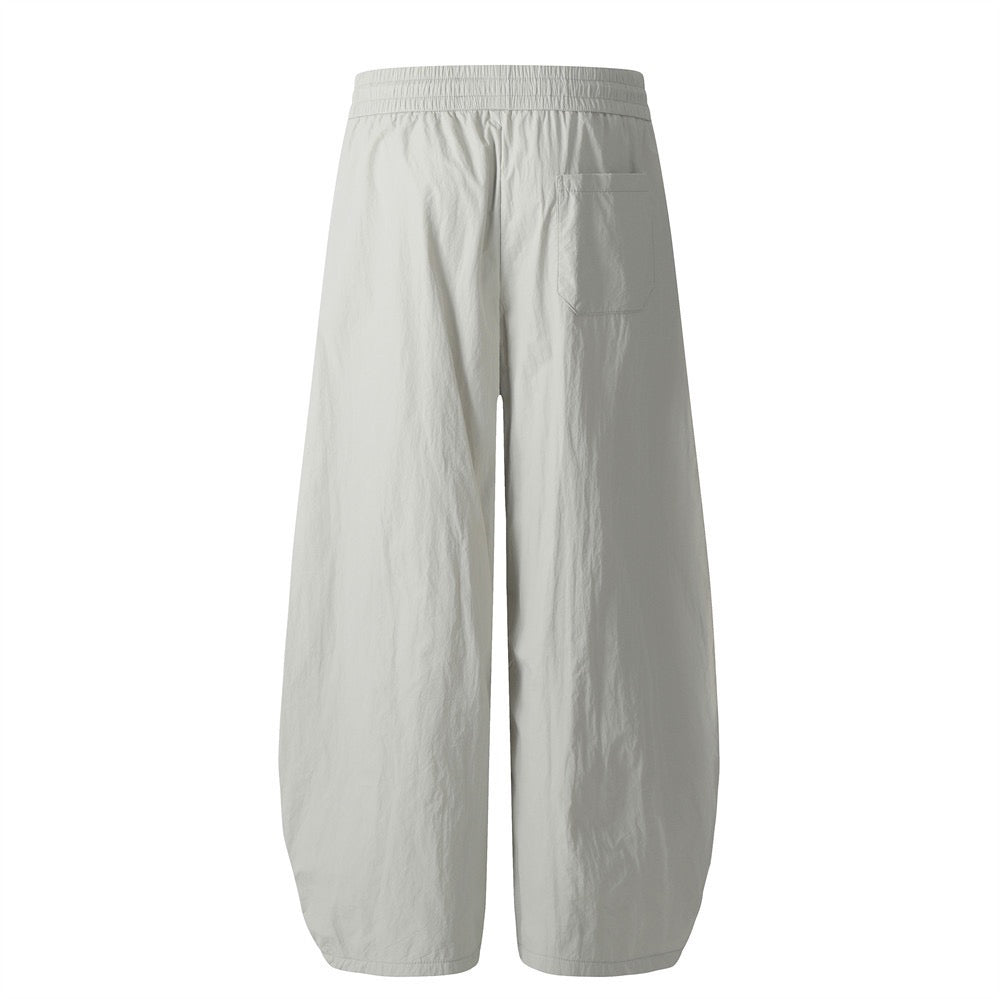 Smart Break Wide-Leg Nylon Track Pants | Cream & Black