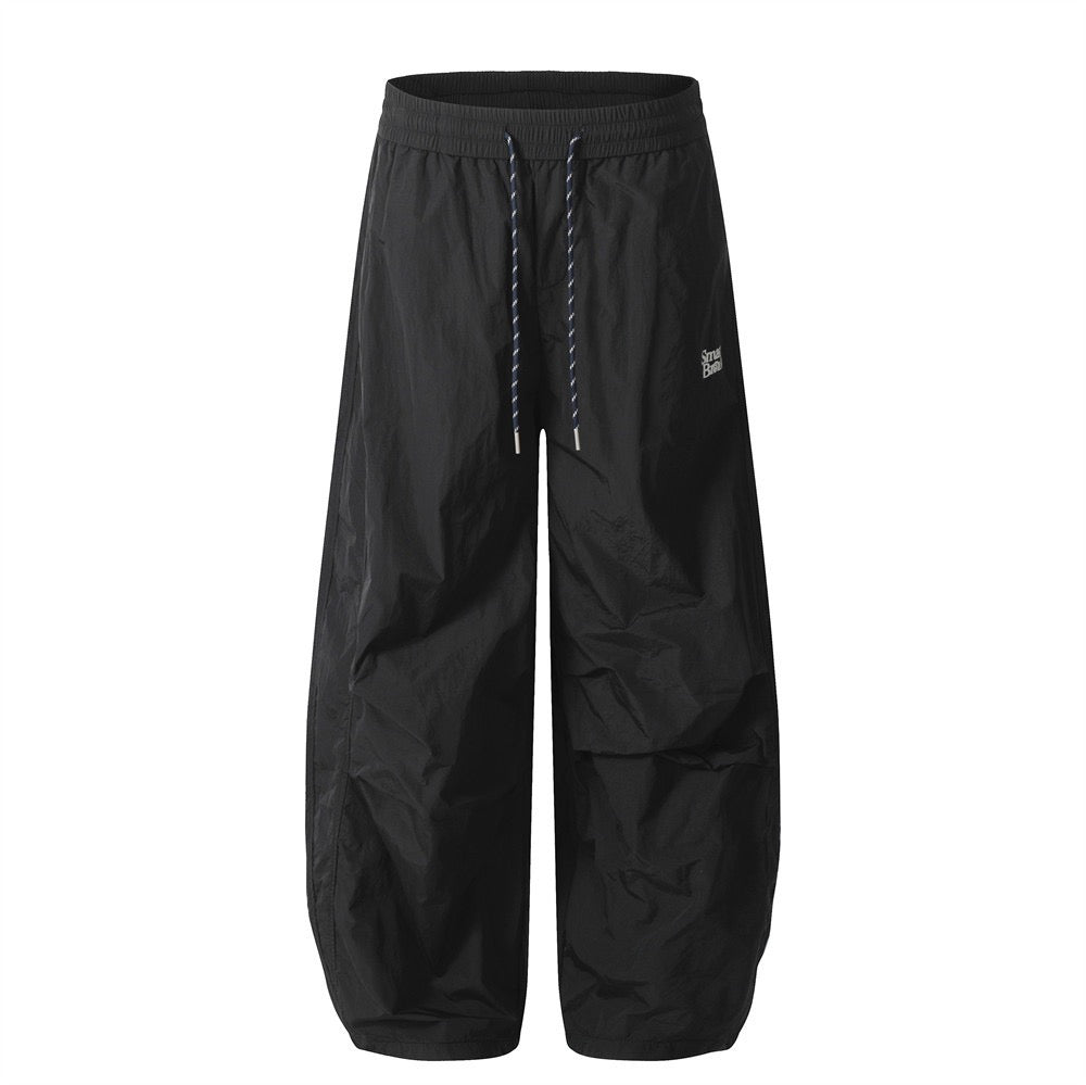 Smart Break Wide-Leg Nylon Track Pants | Cream & Black