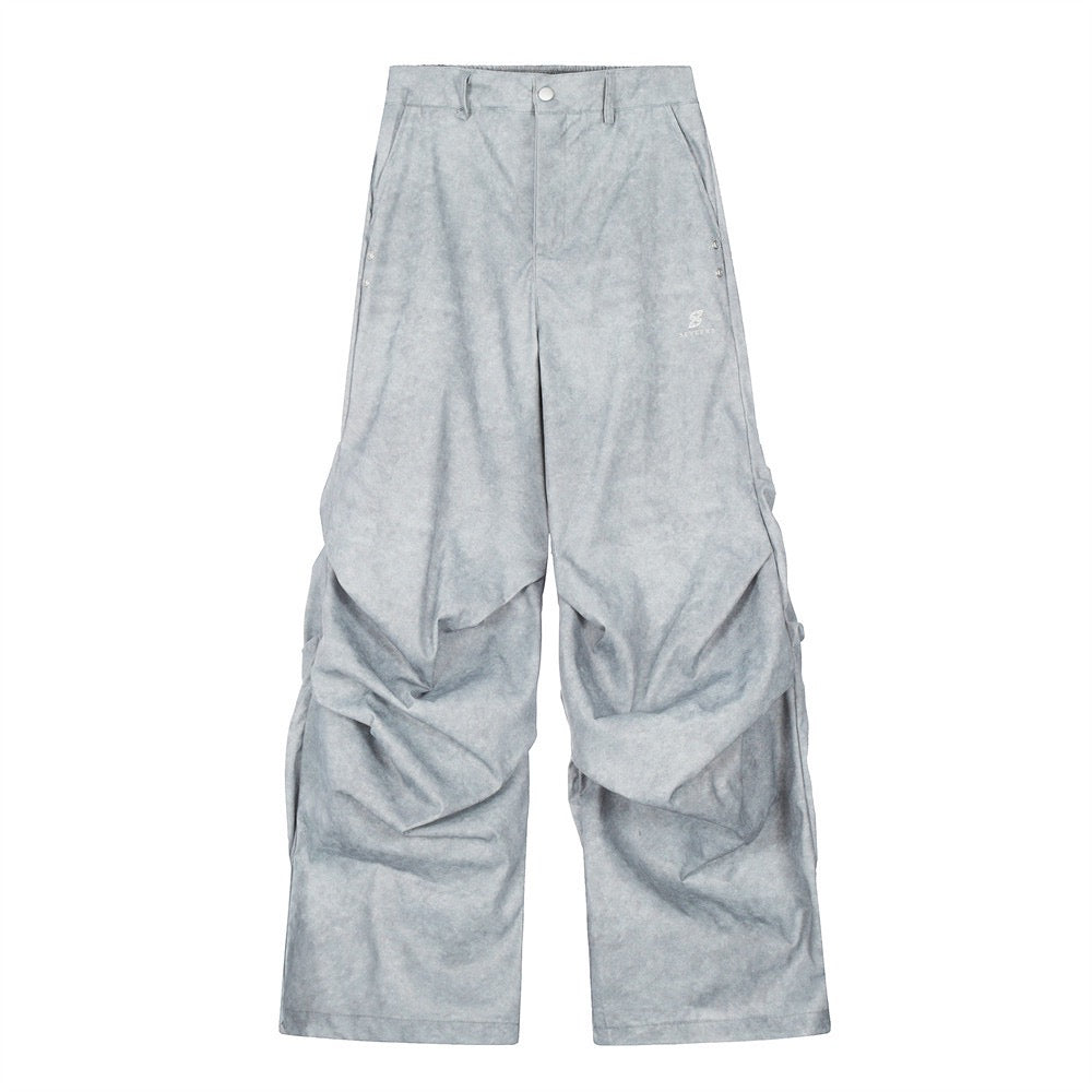 Omirad Sculpted Panel Wide-Leg Cargo Pants | Black