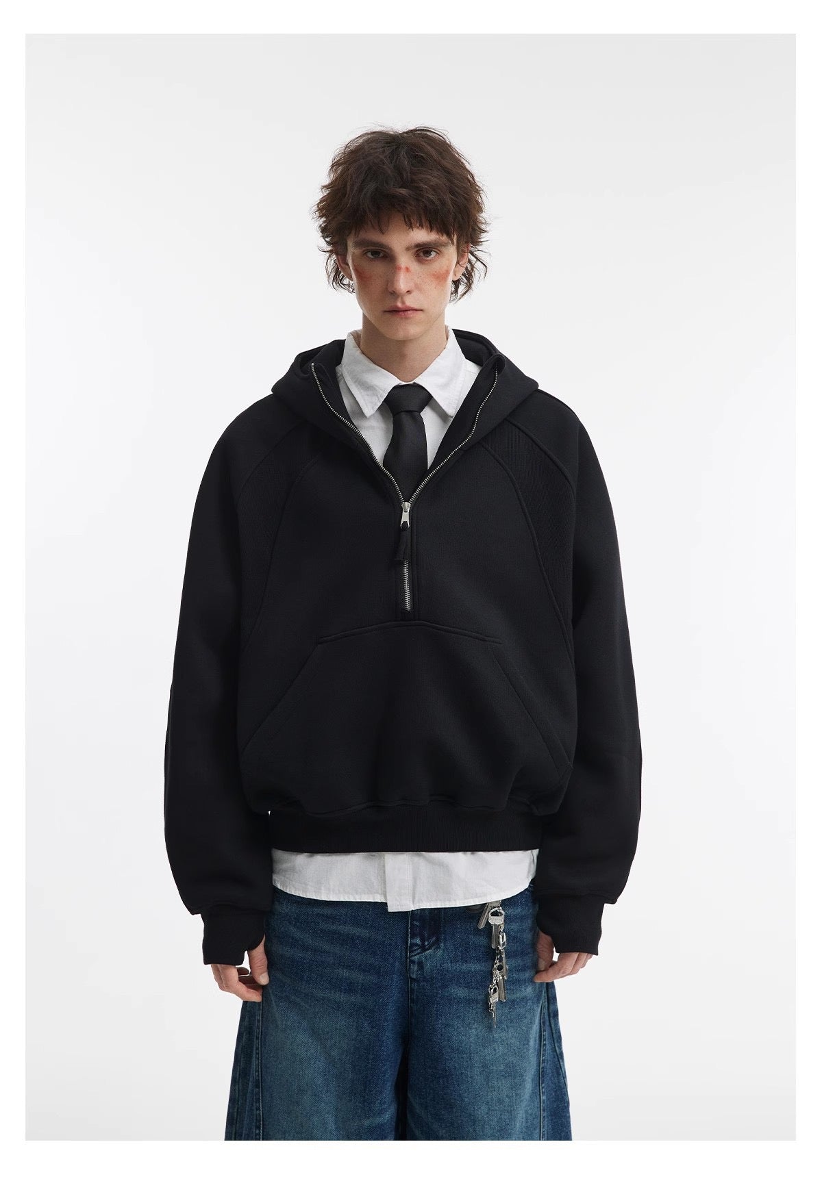 Essential Half-Zip Cropped Hoodie | Minimalist Street Style