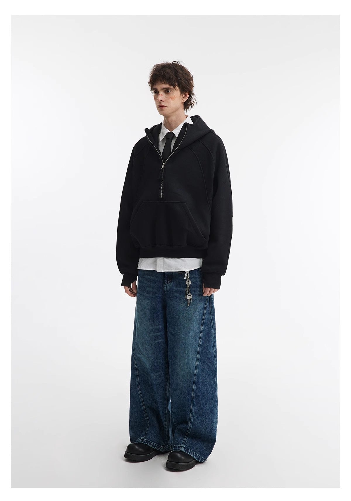 Essential Half-Zip Cropped Hoodie | Minimalist Street Style