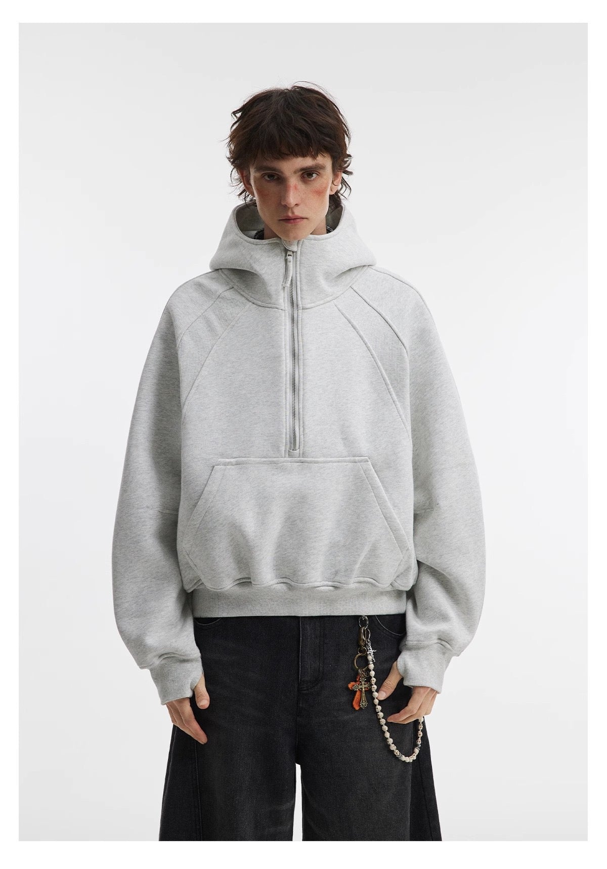 Essential Half-Zip Cropped Hoodie | Minimalist Street Style
