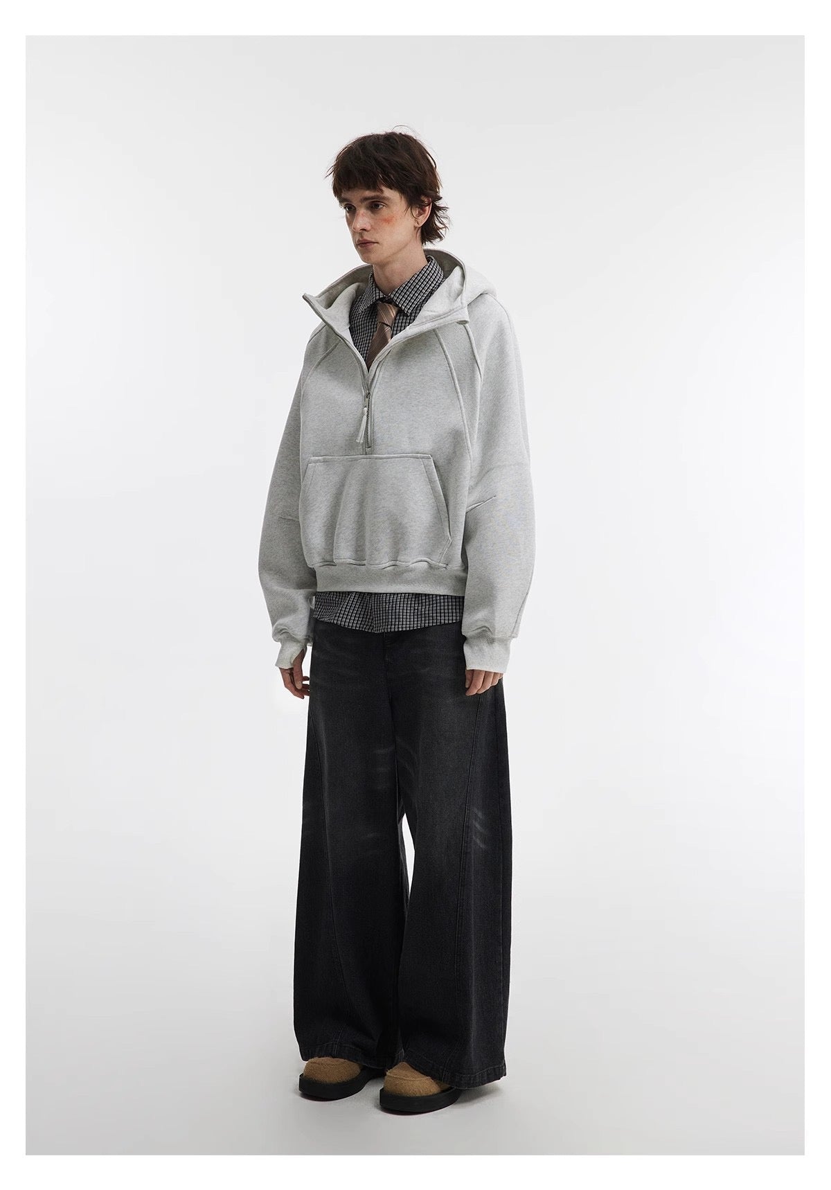 Essential Half-Zip Cropped Hoodie | Minimalist Street Style