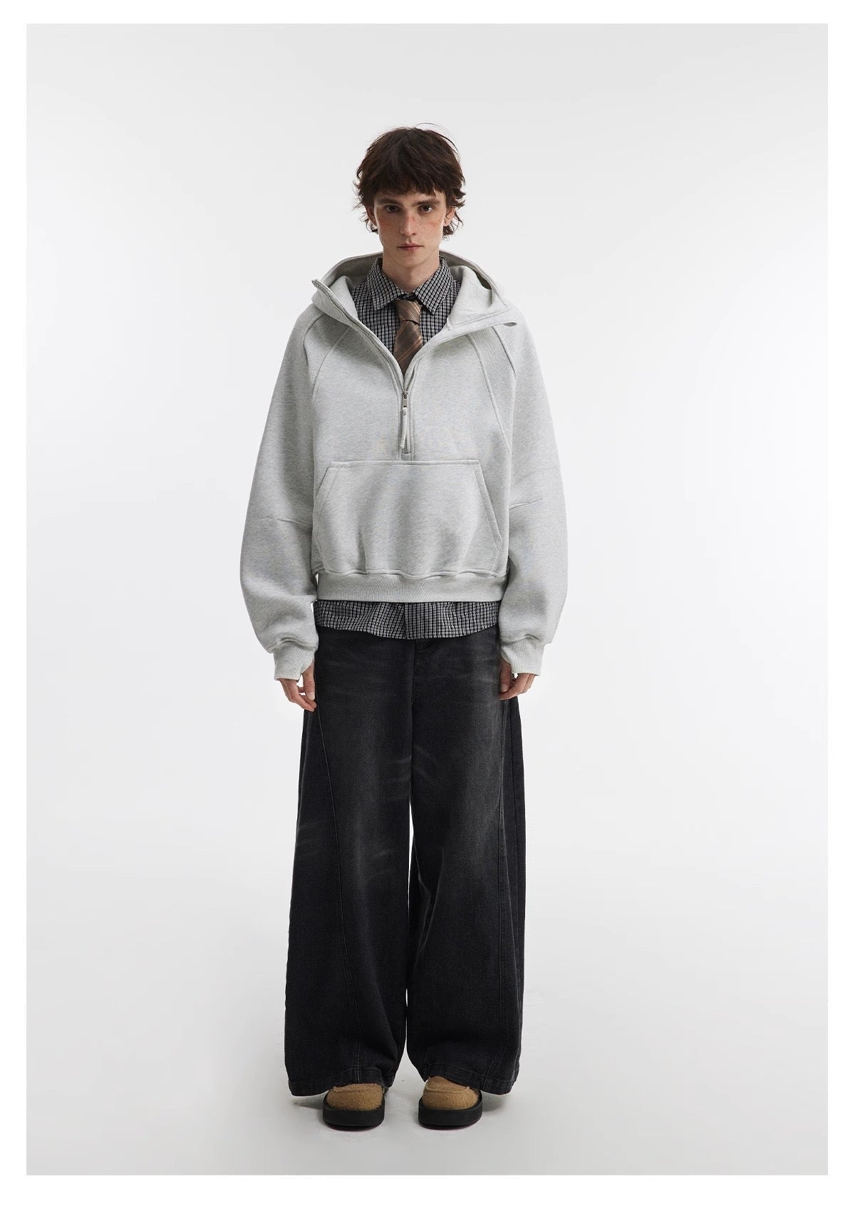 Essential Half-Zip Cropped Hoodie | Minimalist Street Style