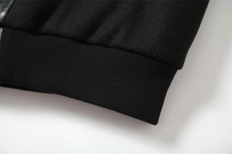 Gothic Cross Panel Bomber Jacket | Faux-Croc Contrast Sleeves