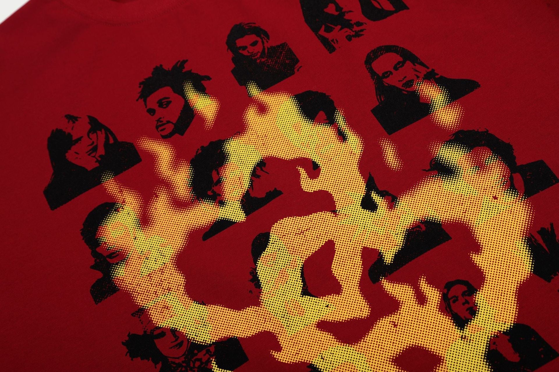 Flame Graphic Portrait Collage Streetwear Tee | Omirad