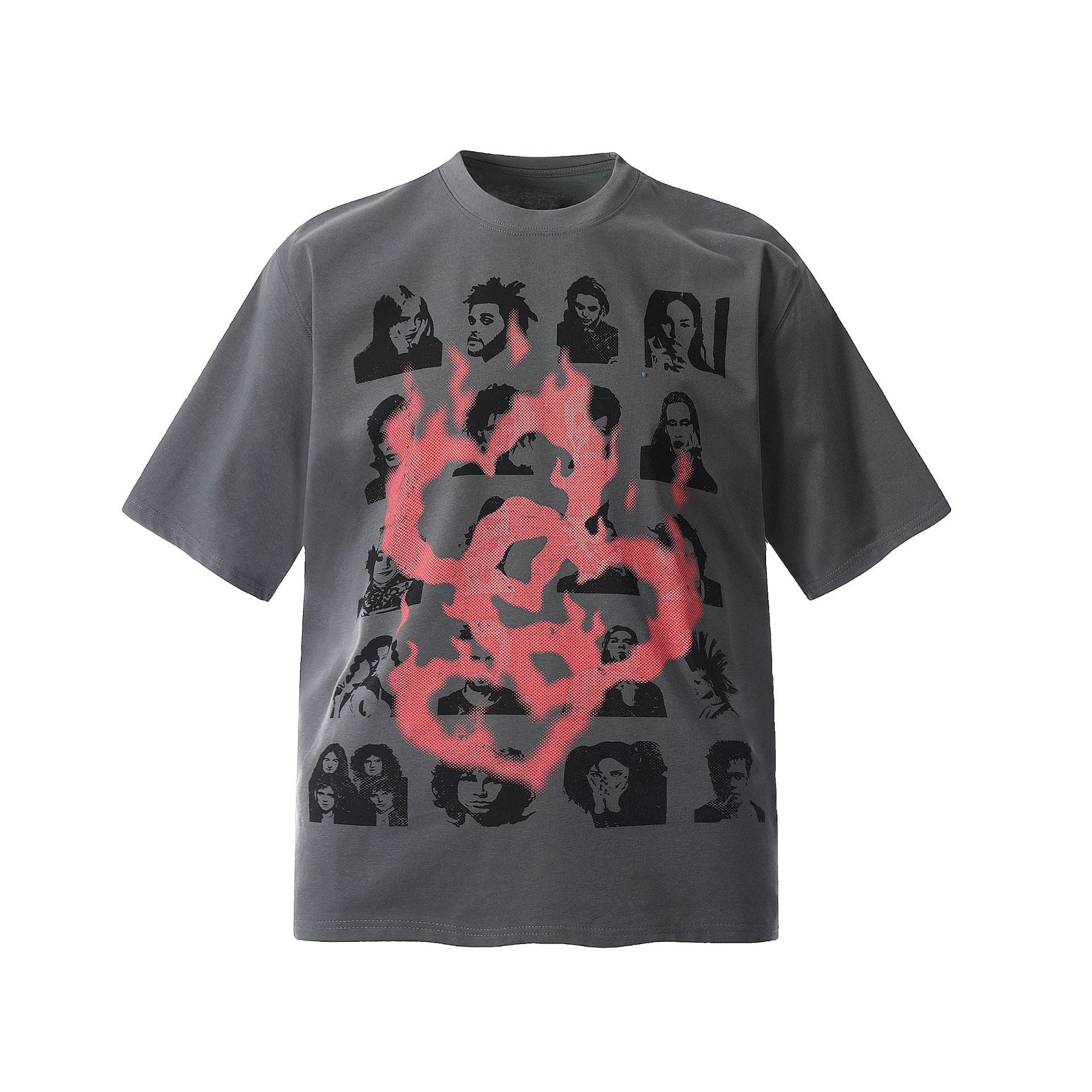 Flame Graphic Portrait Collage Streetwear Tee | Omirad