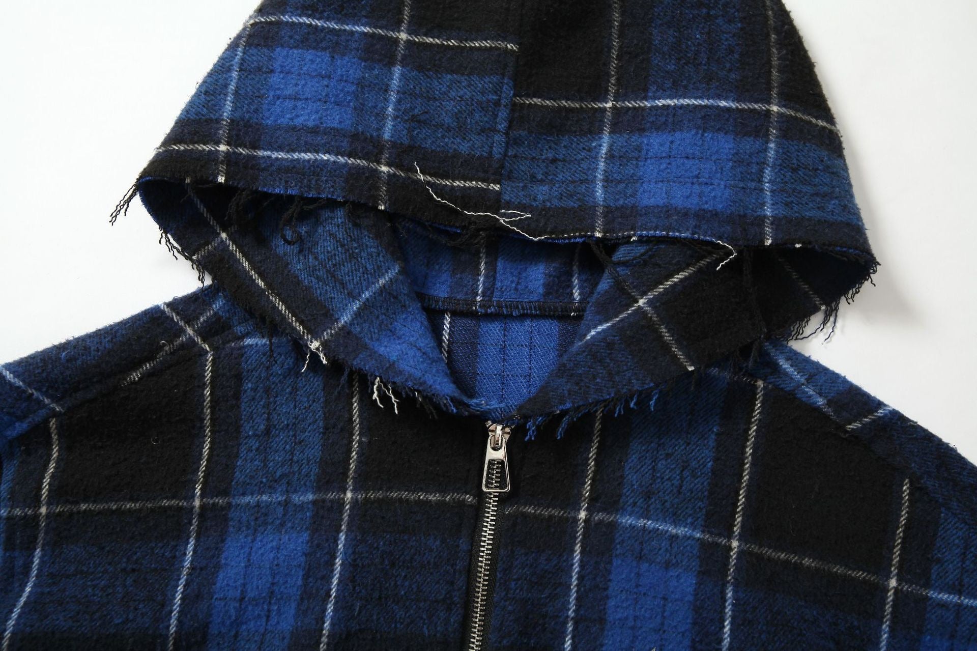 Plaid Embroidered Hooded Flannel Jacket | Streetwear Shacket