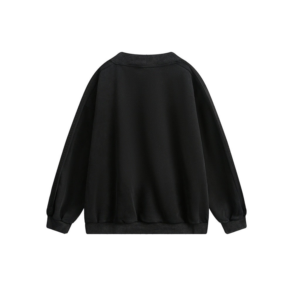 Varsity Stripe V-Neck Pullover Sweatshirt | Relaxed Fit
