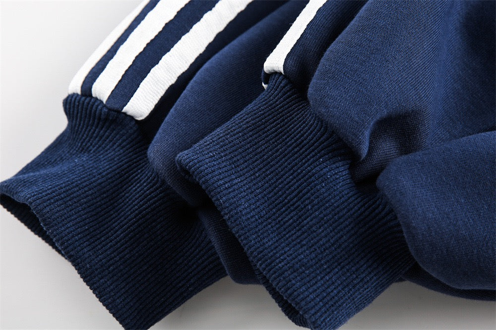 Varsity Stripe V-Neck Pullover Sweatshirt | Relaxed Fit