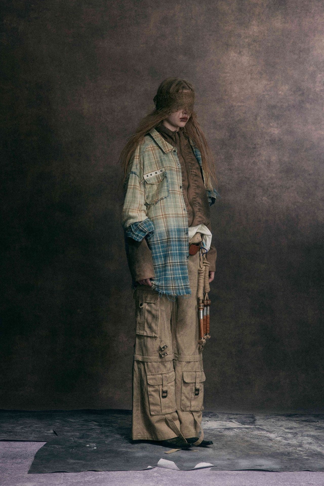Omirad Gradient Plaid Flannel Shirt | Distressed Raw Hem