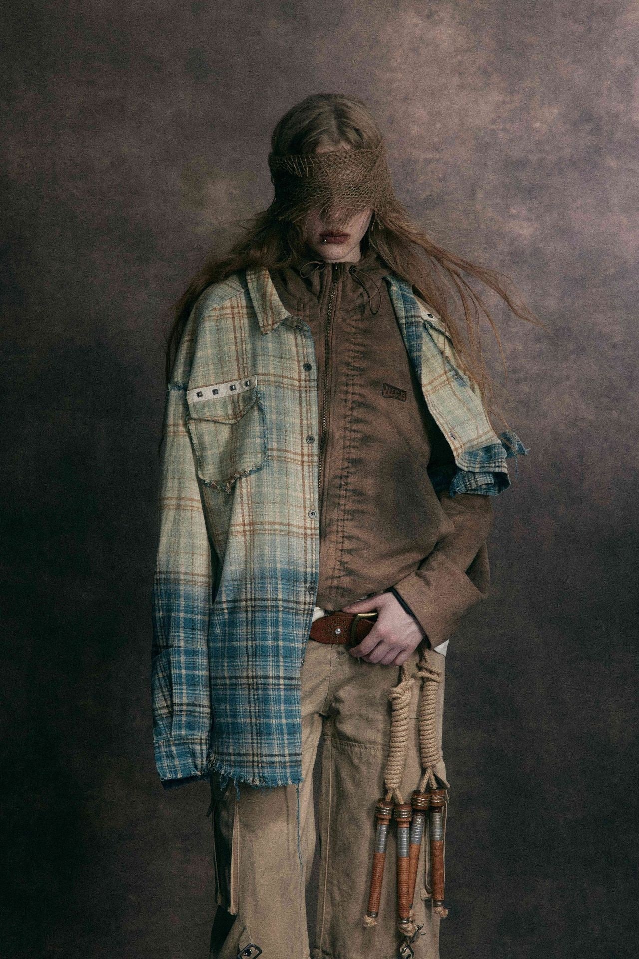 Omirad Gradient Plaid Flannel Shirt | Distressed Raw Hem