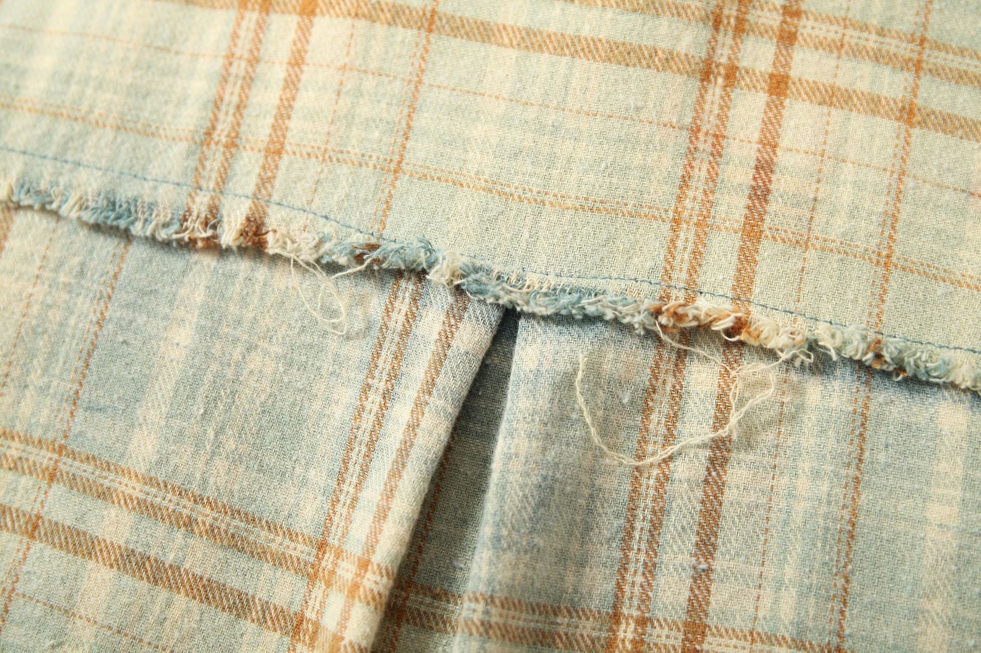 Omirad Gradient Plaid Flannel Shirt | Distressed Raw Hem