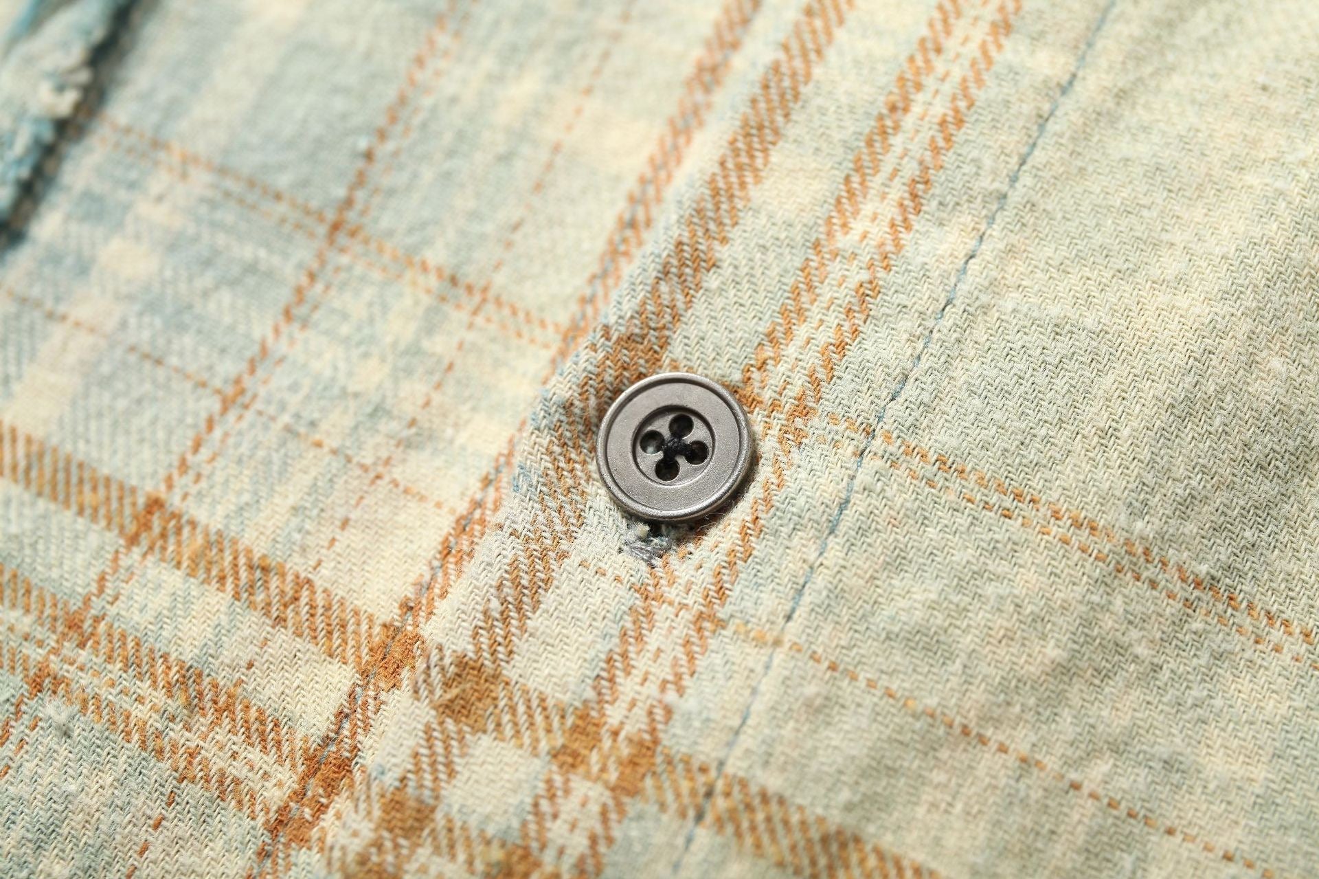 Omirad Gradient Plaid Flannel Shirt | Distressed Raw Hem